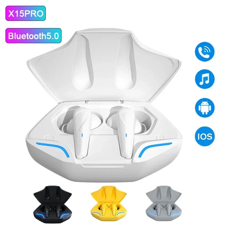 Fones de Ouvido Bluetooth Sem Fio X15Pro TWS – Estéreo 5.0 com Microfone e Caixa de Carregamento